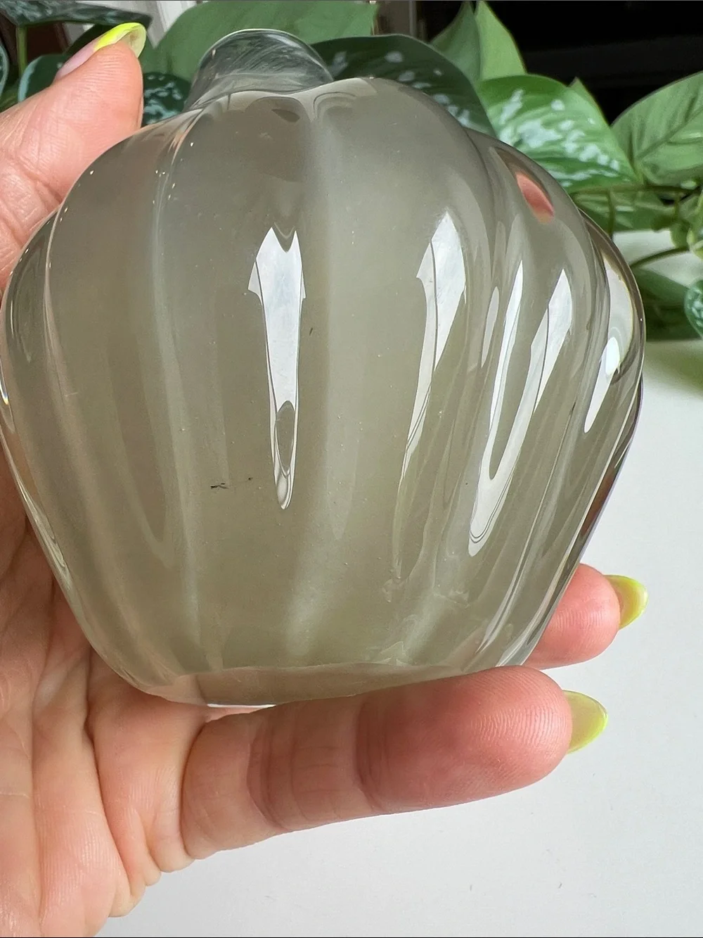 Neutral Blown Glass Vase Small Asymmetrical